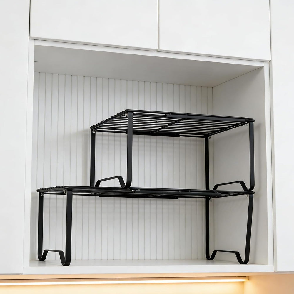 Extendable Metal Wire Shelf Organizer - Adjustable 15-24.4in Length, Stackabl...
