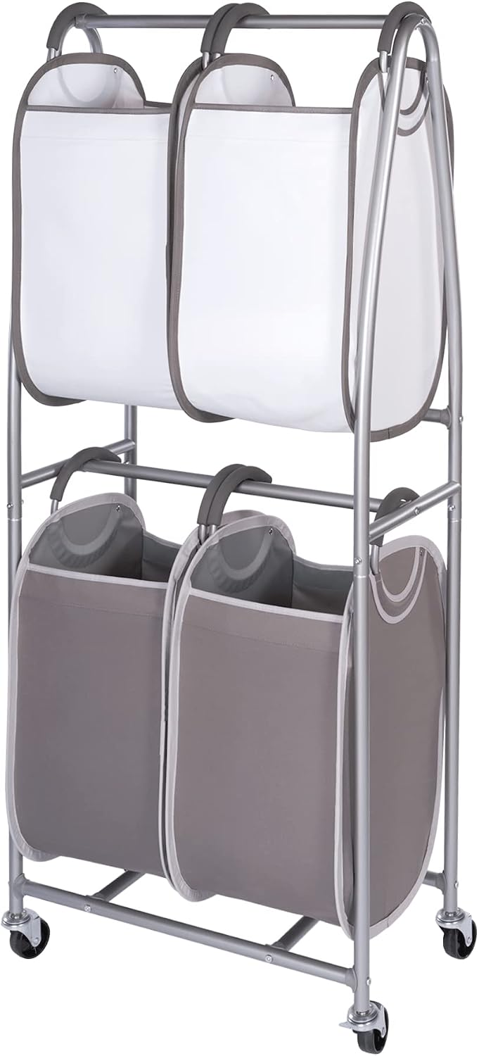 Neatfreak - 2 Tier Vertical Rolling Laundry Cart - Rolling Storage Cart On Wh...