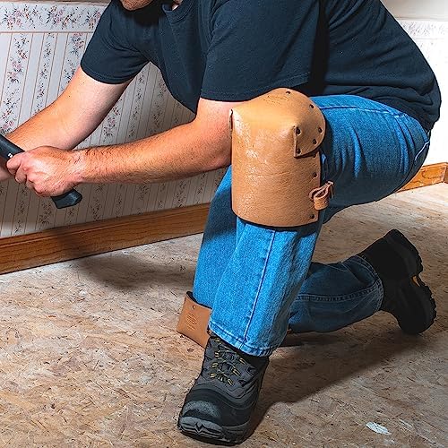 Bucket Boss Pro Leather Knee Pads 92013, Tan|Brown