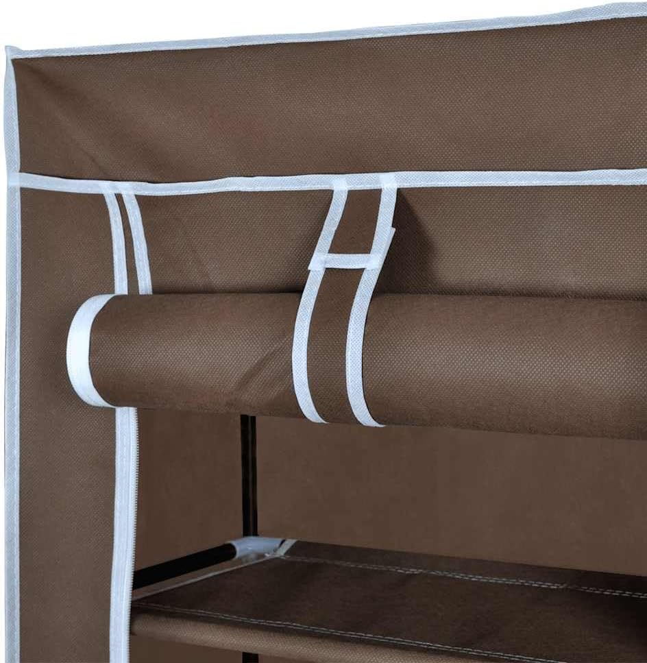 vidaXL Fabric Shoe Cabinet with Cover 22" x 11" x 64" Brown