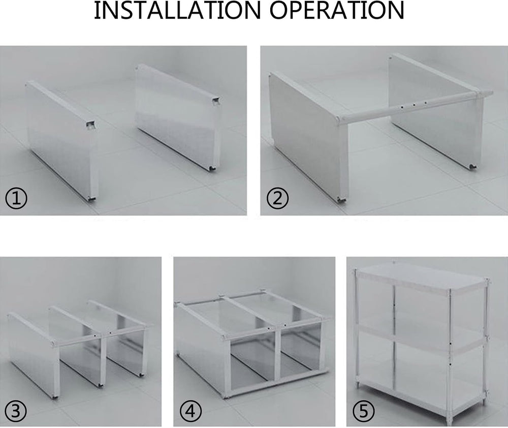 Stainless Steel Shelf, Kitchen Storage Rack, 3-Tier Shelving Units and Storag...