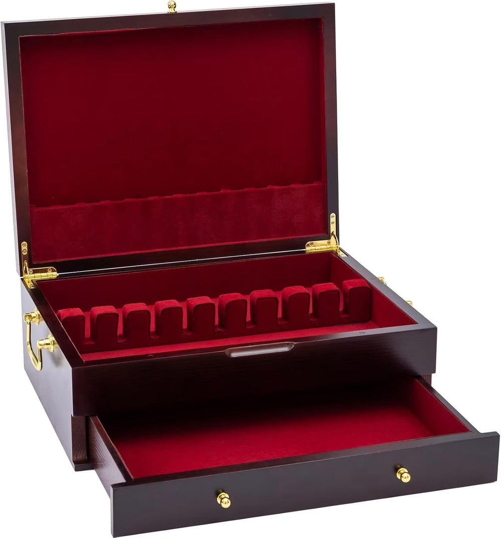GENRICE Wooden Silverware Chest without Silverware Double-layer, Silverware B...