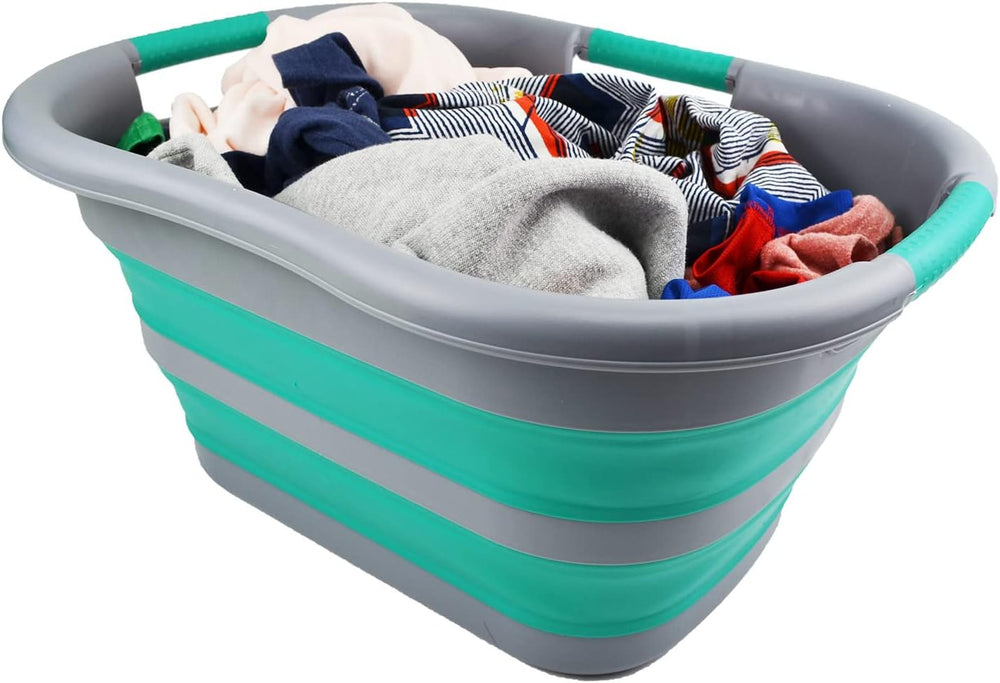 SAMMART 30L (7.9 gallon) Collapsible Plastic Laundry Basket - Foldable Pop Up...