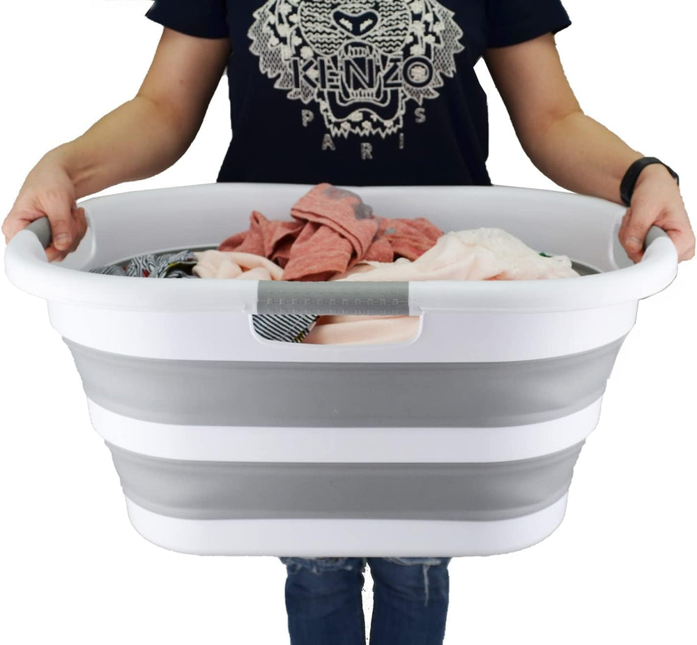 SAMMART 40L (10.5 gallon) Collapsible Plastic Laundry Basket - Foldable Pop U...