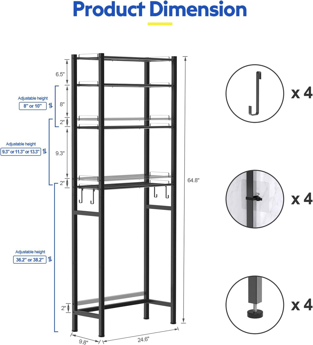 samstar 4 Tier Over The Toilet Storage Rack, Bathroom Organizer Shelves Cabin...