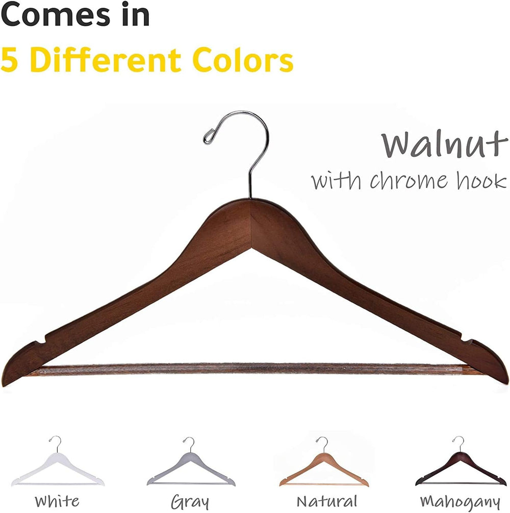 Quality Wooden Hangers - Slightly Curved Hanger 80 Pack Sets - Solid Wood Coa...