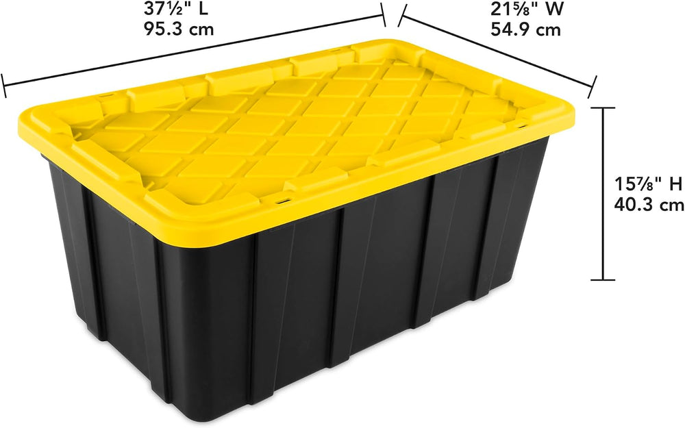 Sterilite Industrial Storage Tote with Lids for Garage, 38 Gallon, 12-Pack