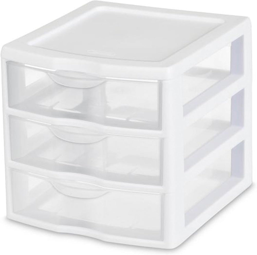 Sterilite Clearview 3-Drawer Cart Small Plastic Storage Organizer, 18-Pack