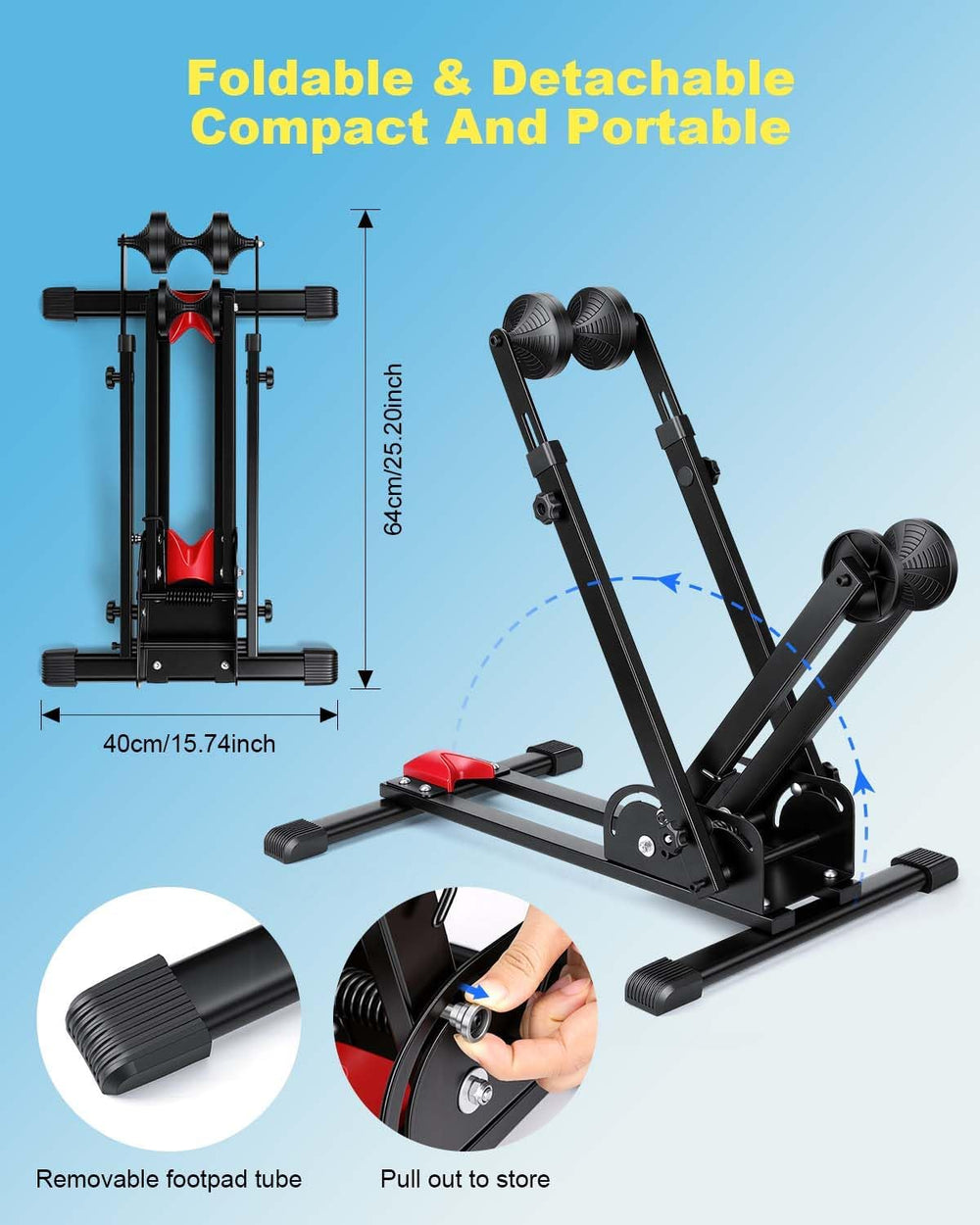 WSDCAM Bike Stand, 2-in-1 Vertical & Horizontal Storage Rack, Foldable Ad...