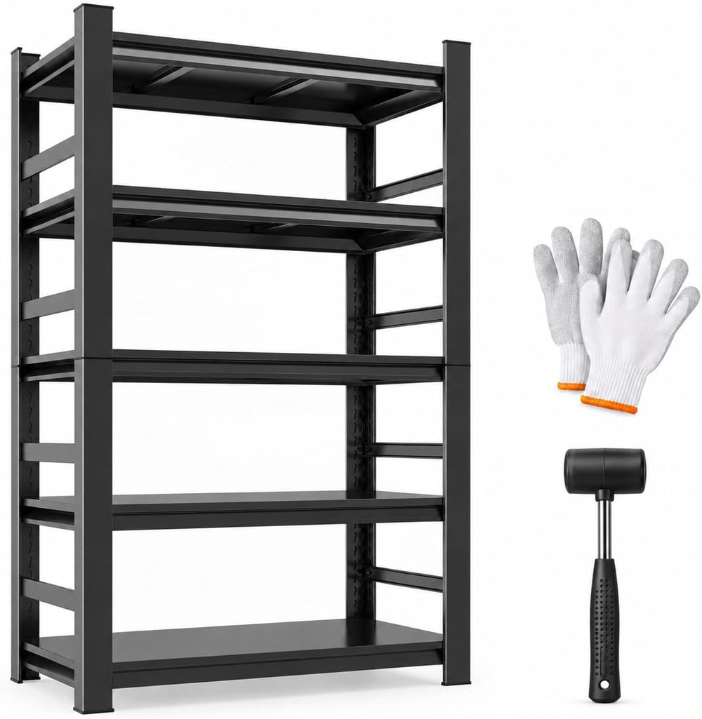 3000LBS Garage Shelving, 5-Tier Adjustable Metal Storage Shelves Unit with Sa...