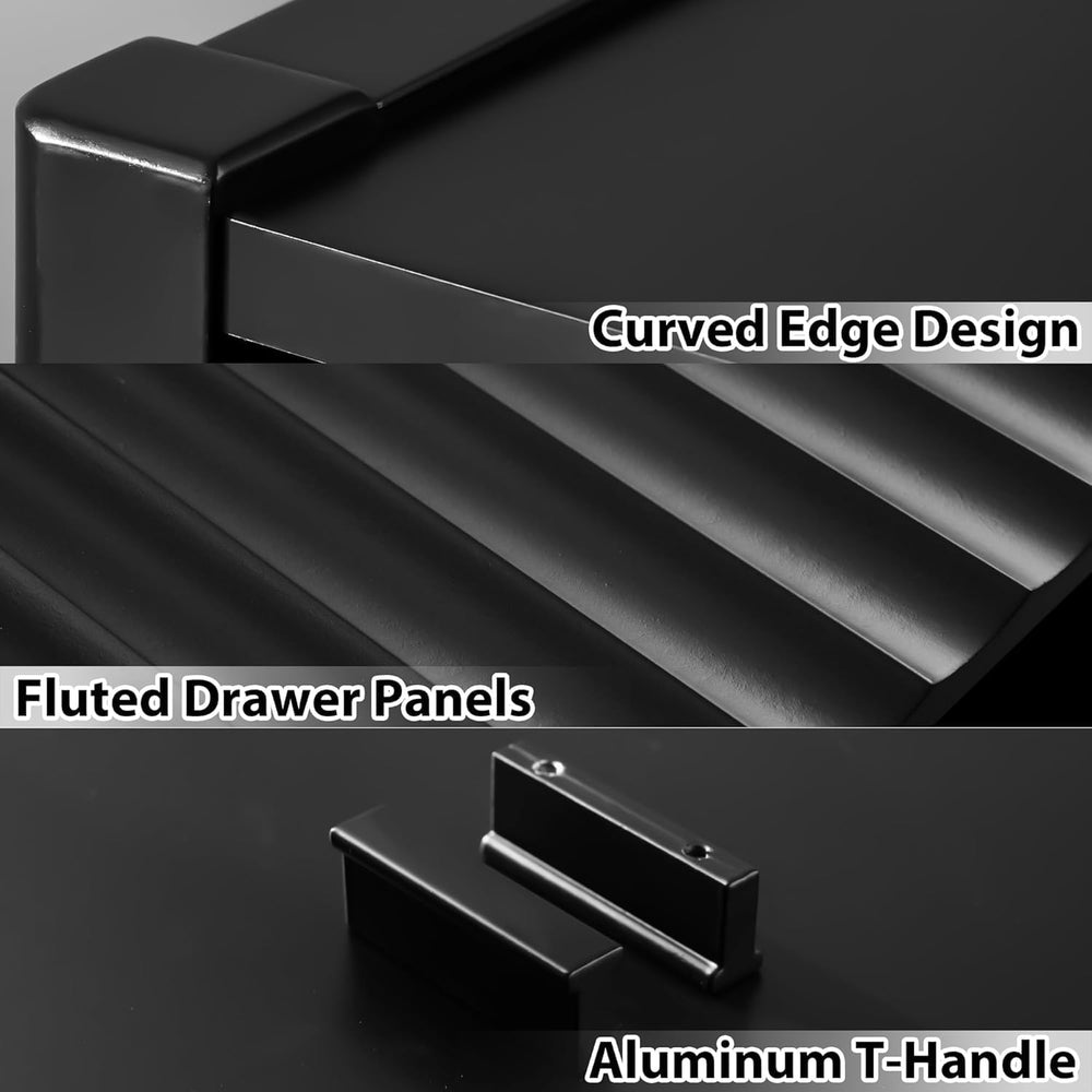 MAISONARIA Black 6 Drawer Dresser for Bedroom, Modern Wood Dresser, Fluted De...