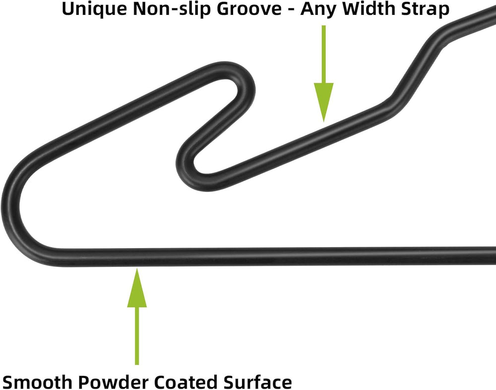 Black Metal Hangers, Heavy Duty Clothes Hangers with Non-Slip Grooves, Slim S...