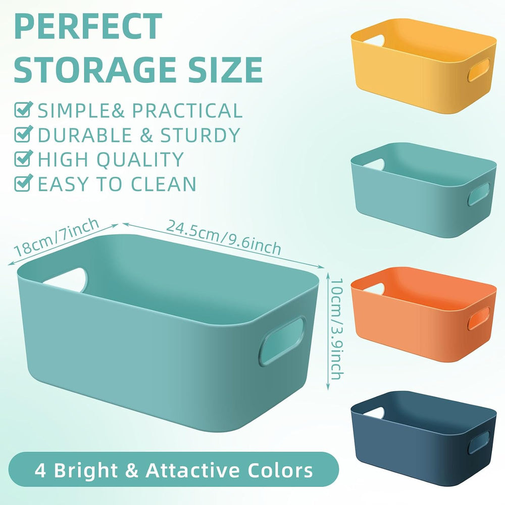 Geetery 24 Pcs Storage Bins with Handles, 10 x 7 x 4 Inch, Bright Color
