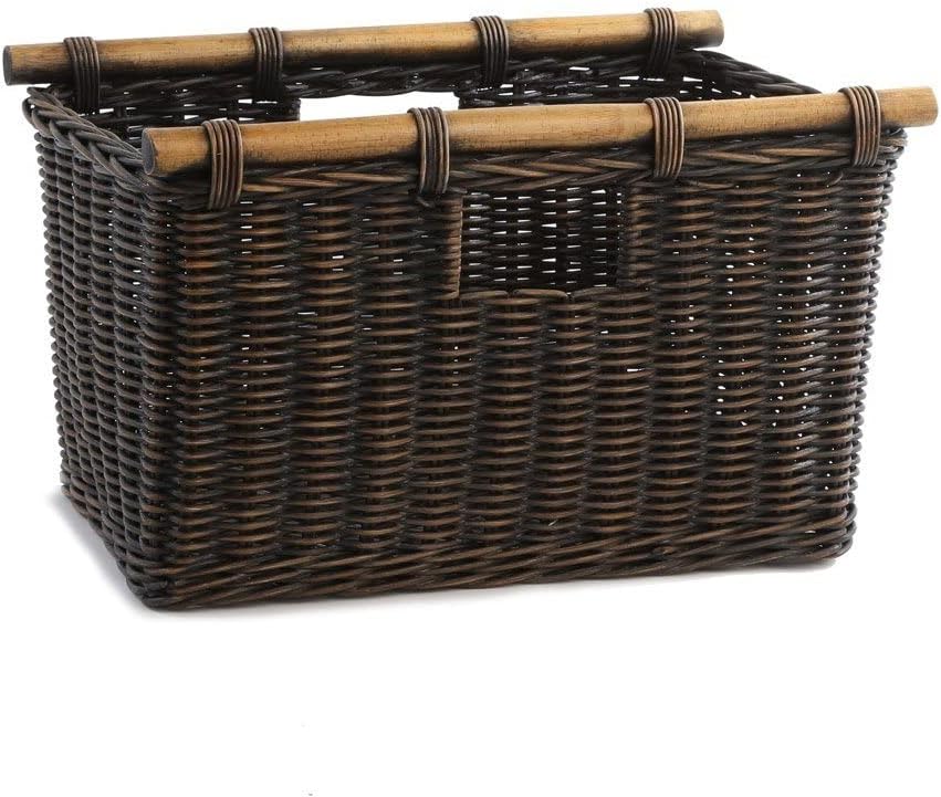 The Basket Lady Tall Narrow Wicker Storage Basket, S, Walnut Brown