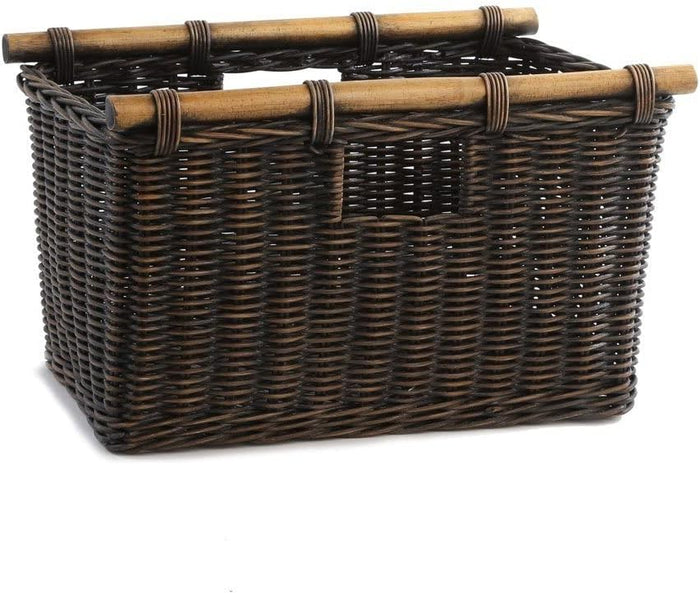 The Basket Lady Tall Narrow Wicker Storage Basket, S, Walnut Brown