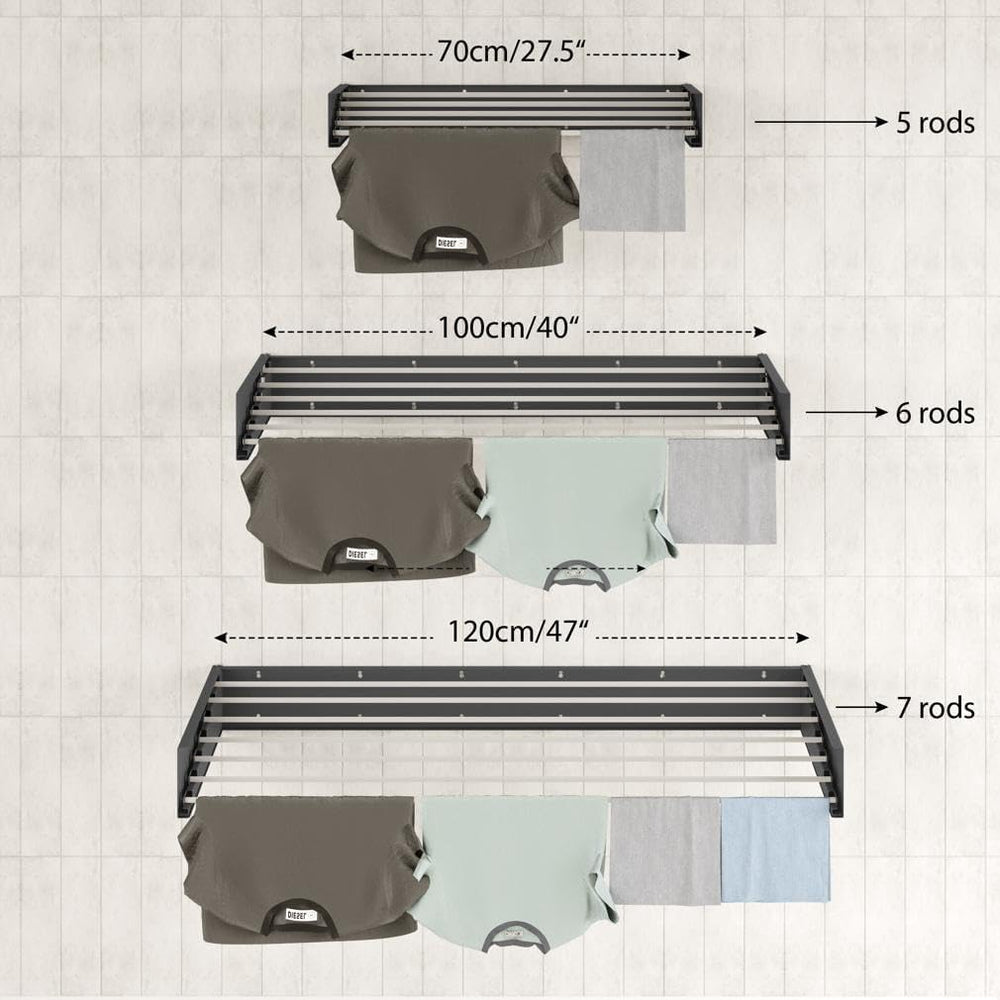 Step Up Laundry Drying Rack, Wall Mounted, Retractable Clothes Drying Rack, 6...