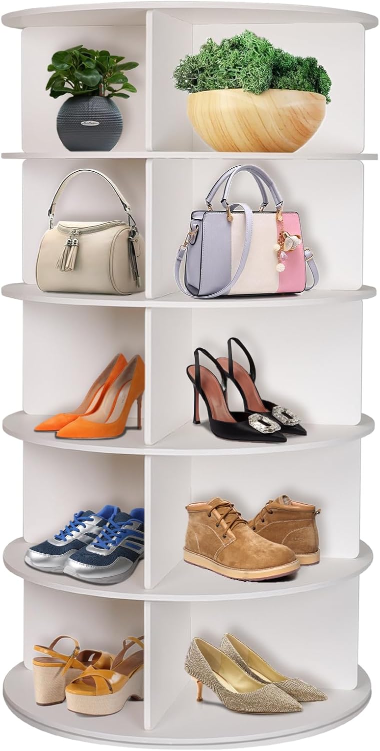 5 Tier Rotating Shoe Rack Tower, 360° Revolving Shoe Organizer, Free Standing...