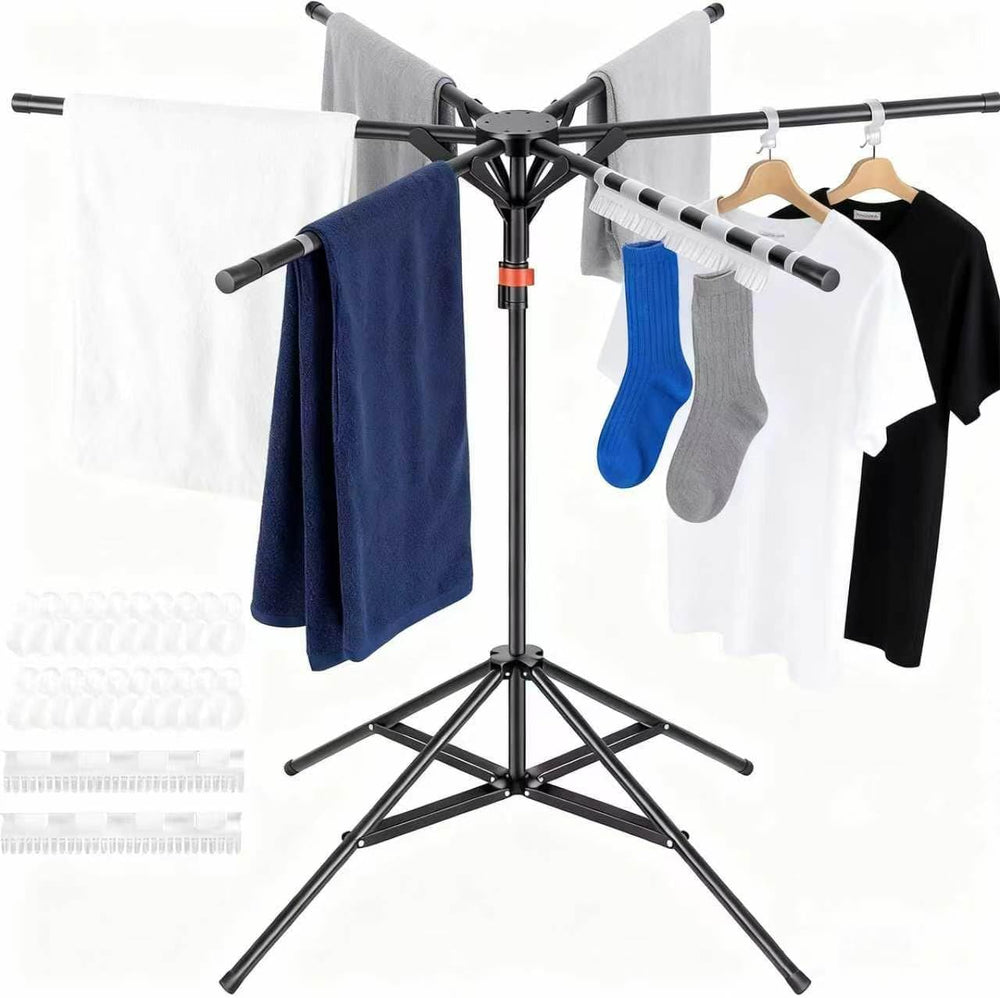 4-Leg Clothes Drying Rack with 6 Adjustable Poles for Indoor/Outdoorr,Clothin...