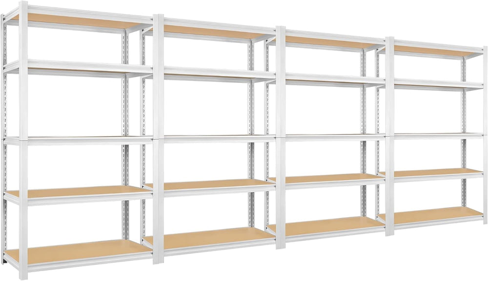 5 Tier White Storage Shelves - Adjustable Pantry Shelves Metal Closet Shelf, ...