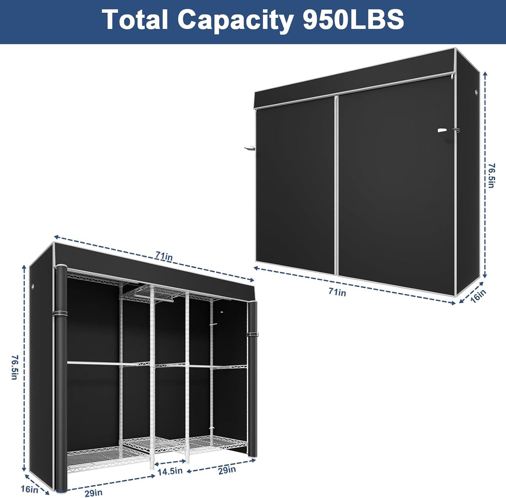 Ulif E12C Pro Heavy Duty Closet Organizer System，Freestanding Clothing Racks ...