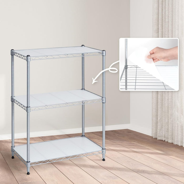 CAPHAUS NSF Silver Adjustable Shelves Metal Wire Shelving Unit w/Liners, Kitchen & Garage Storage Organizer, 3-Tier