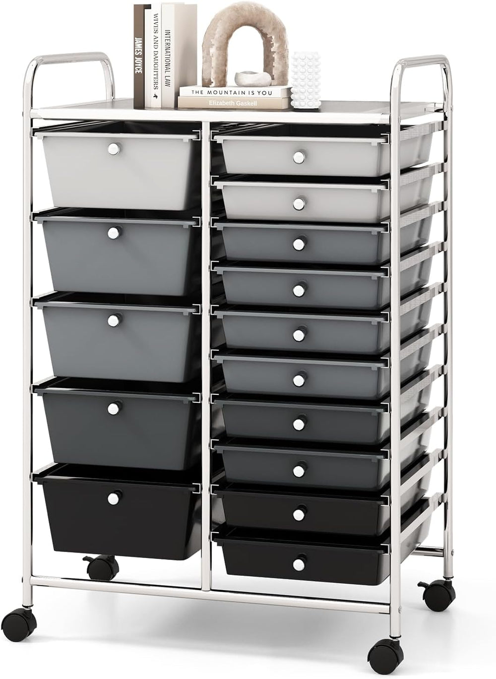 COSTWAY 15 Drawer Rolling Storage Cart, Mobile Storage Organizer