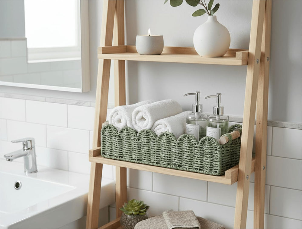 CubesLand Bathroom Basket Organizer, Toilet Tank Paper Storage Baskets 2PK