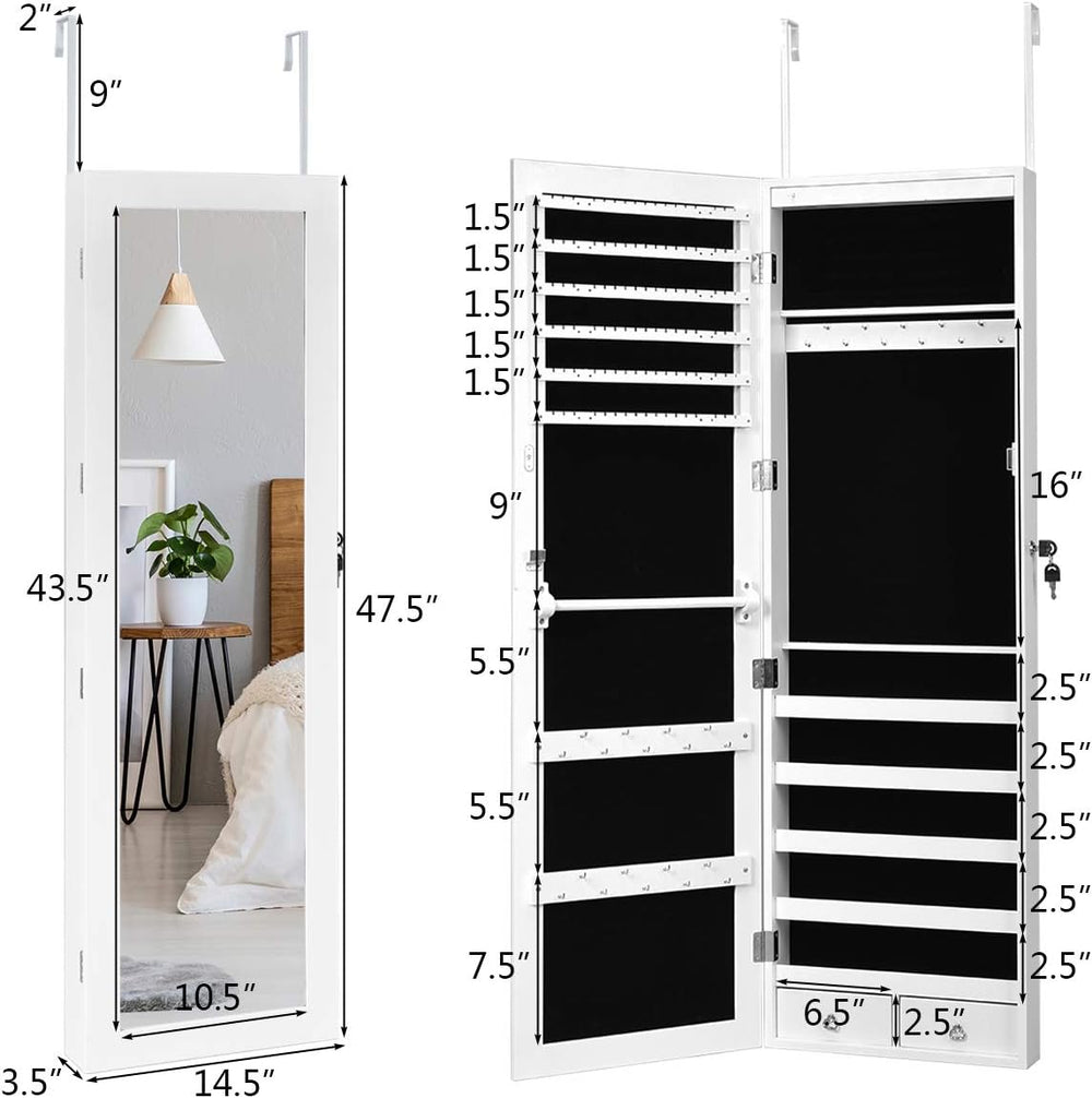 Giantex 15 LEDs Jewelry Armoire, Wall Mounted or Door Hanging, Lockable Jewel...