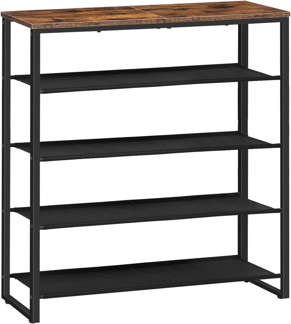 HOOBRO Shoe Rack, 5 Tier Shoe Storage Organizer with 4 Oxford Fabric Shelves ...