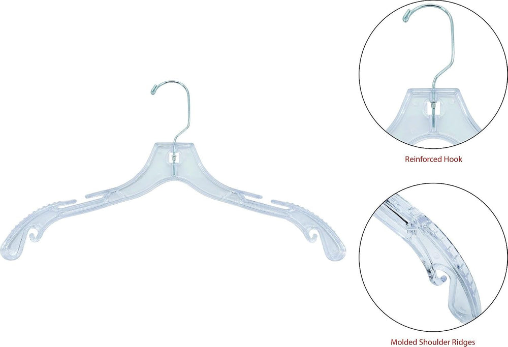 NAHANCO 17" Clear Heavyweight Plastic Bridal Hanger, 100 Pack