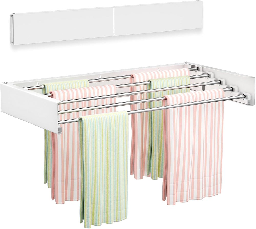 Vikaqi Wall Mounted Clothes Drying Rack 23.6", Foldable Wall Mount Laund...
