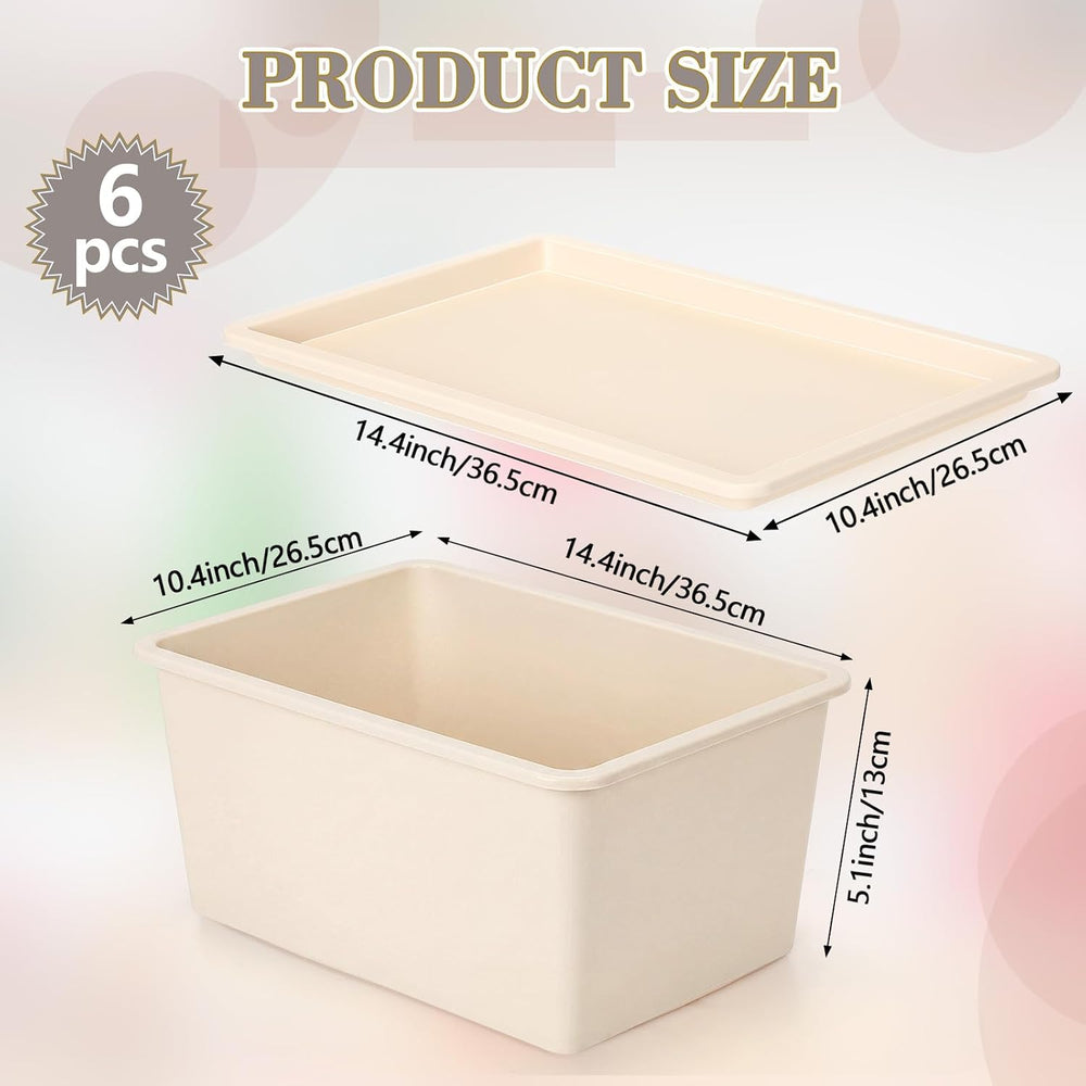 Menkxi 6 Pcs White Large and Small Plastic Storage Bins with Lids