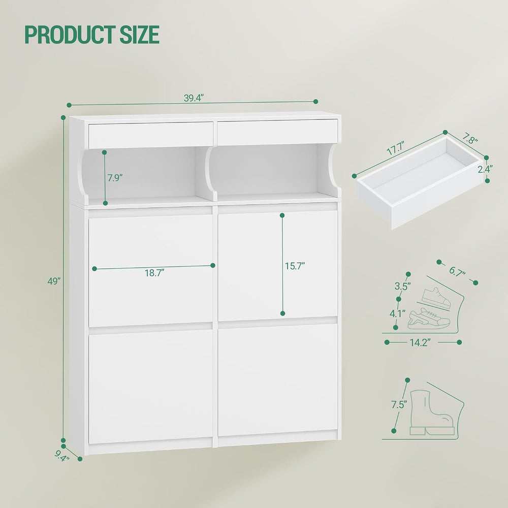 Hzuaneri Shoe Cabinet, Narrow Hidden Shoe Storage Cabinet for Entryway