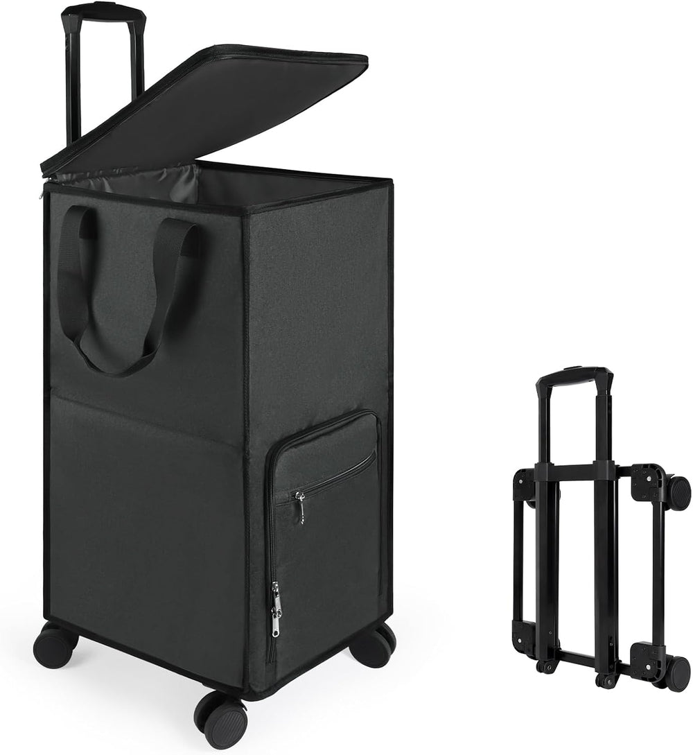Bukere Extra Large Rolling Laundry Basket with Removable Wheels & Zipper ...