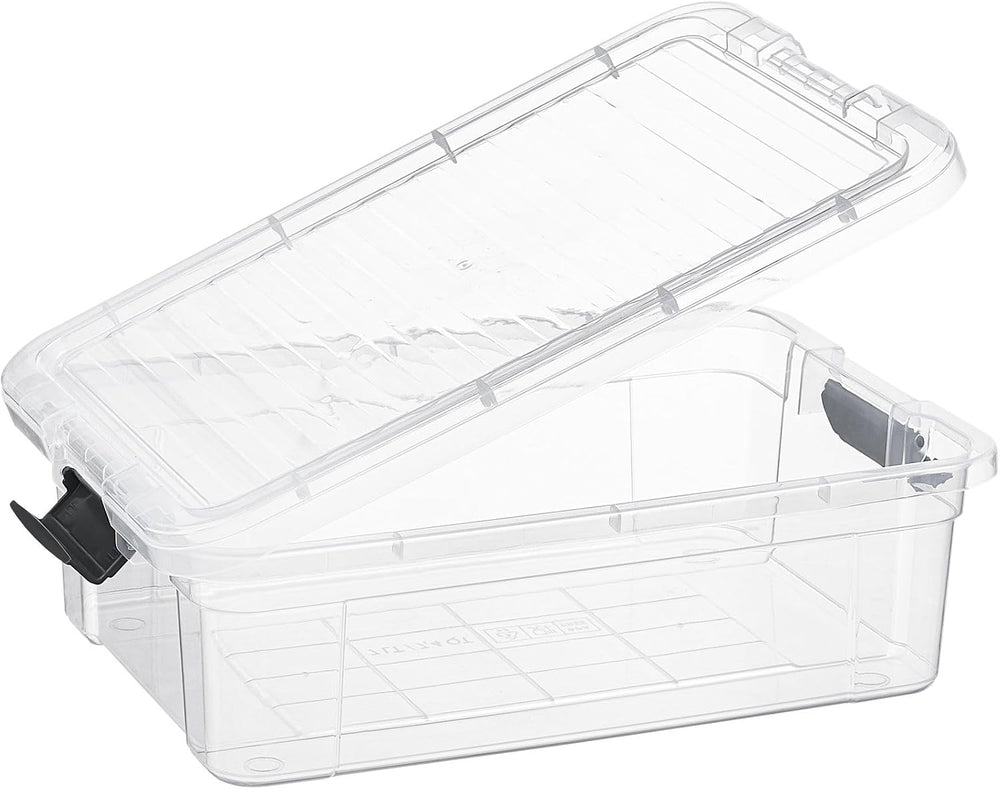 Superio 7.4 Quart Clear Plastic Storage Bin with Lid, Stackable Organizer Box...