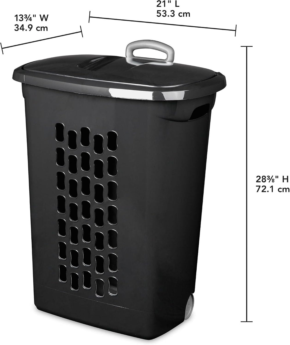 Sterilite 3-Pack Ultra Laundry Hamper with Lid and Wheels, Plastic Clothes Ba...