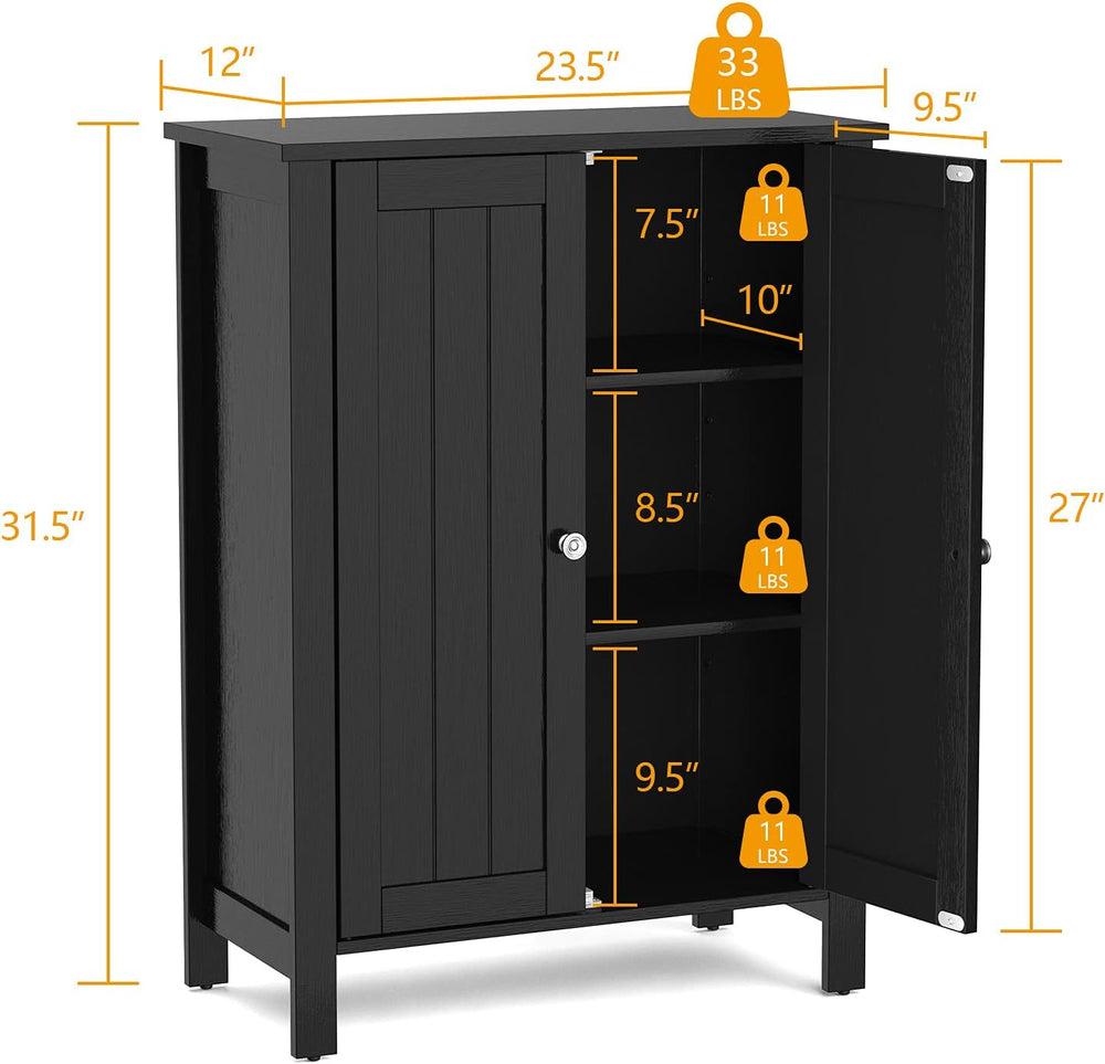 GOFLAME Bathroom Floor Cabinet, Freestanding Storage Organizer Cabinet with 3...