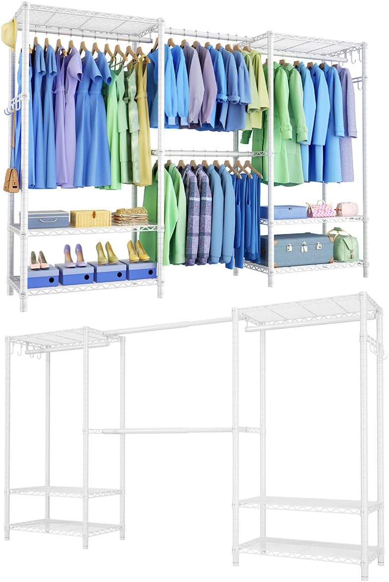 Clothing Rack for Hanging Clothes: Heavy Duty Clothes Rack, 71.5-91" W E...