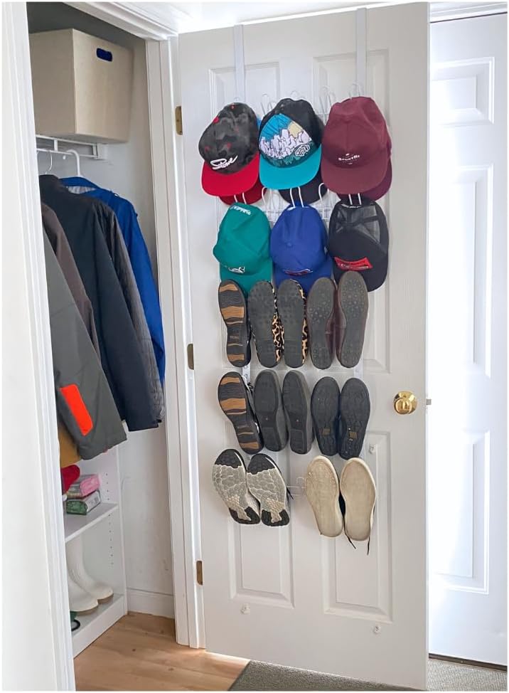 Evelots Over the Door Shoe Organizer, 5 Tier Rack for Shoes, Hats & Bags
