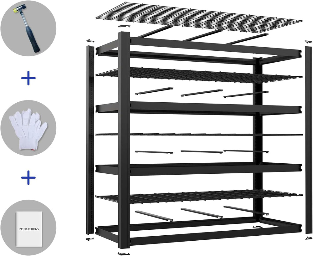 71" Wx71 H Industrial Shelving,8000LBS Garage Storage Shelves,4 Tier Adj...