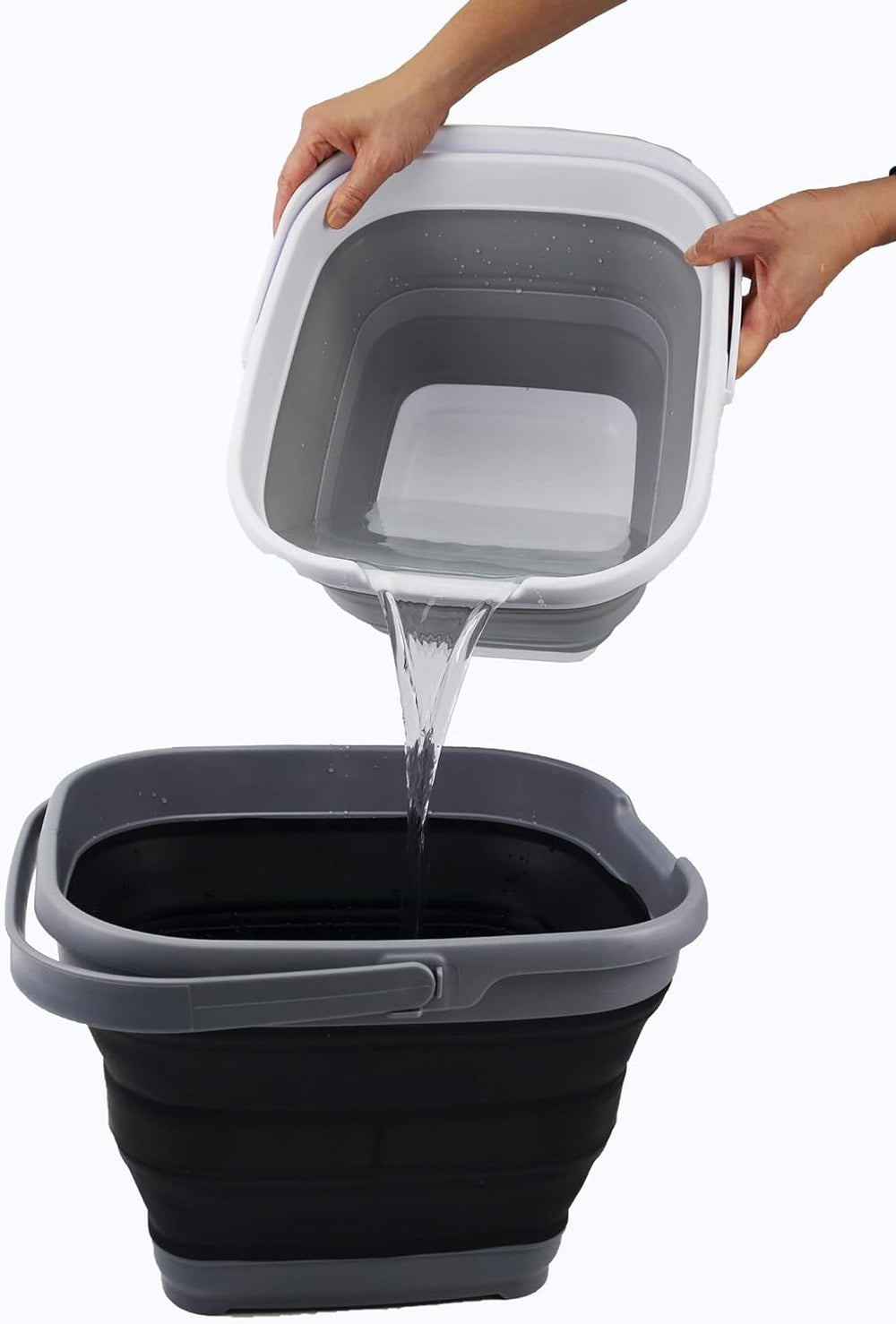 SAMMART 10L (2.6 Gallon) Set of 2 Collapsible Rectangular Handy Basket/Bucket...