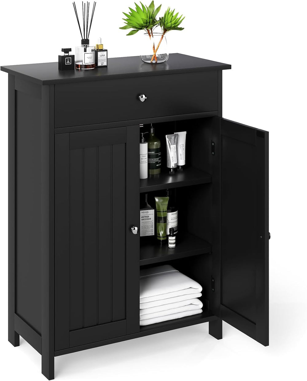 GIANTEX Storage Cabinet, Freestanding Bathroom Cabinet with 2 Doors, 1 Drawer...