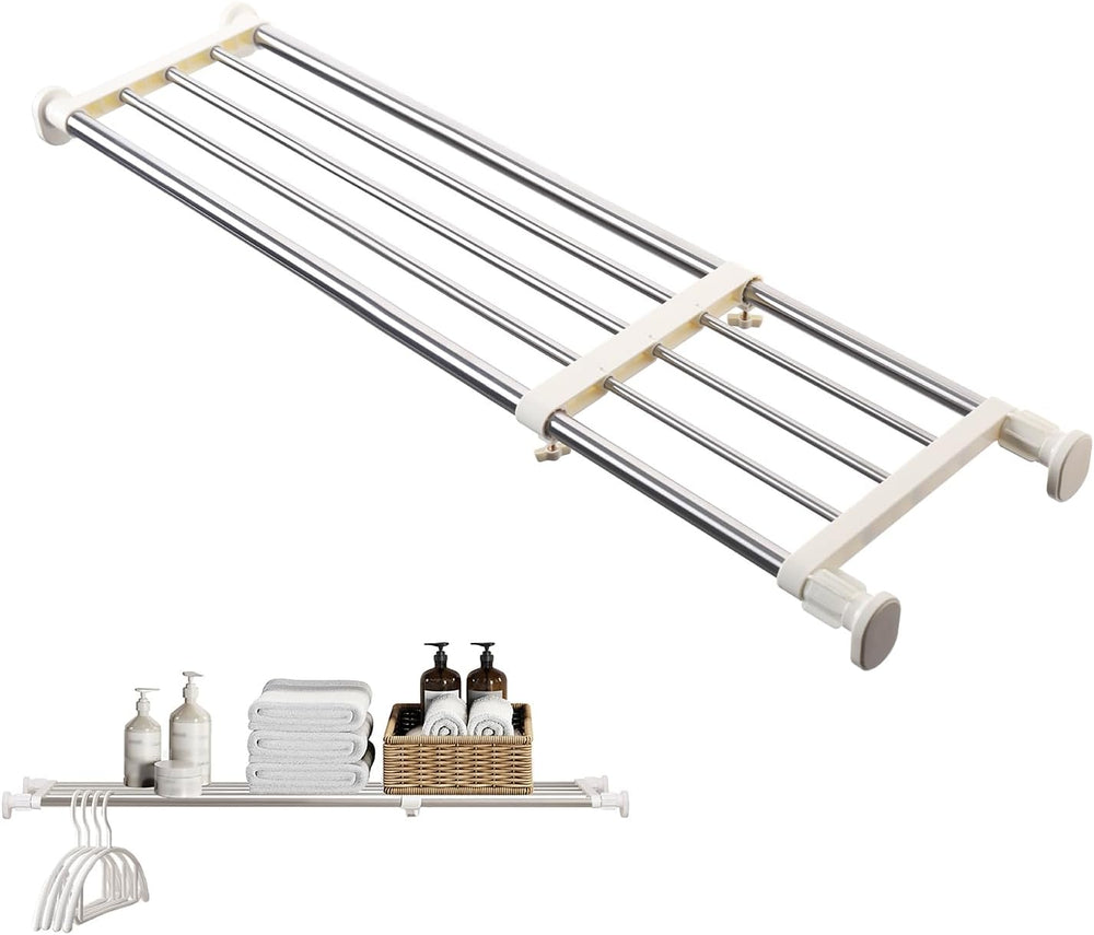 BAOYOUNI Adjustable Closet Rod 33-46" Tension Shelf Wardrobe Organizer