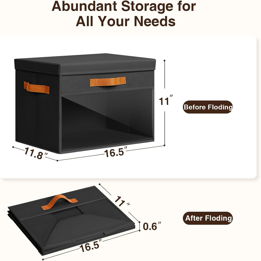 Homsorout Large Storage Bins with Lids - 6 Pack Foldable Decorative Organizer...