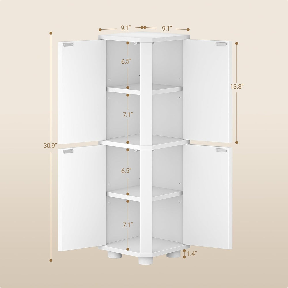 Hzuaneri Corner Bathroom Cabinet,Small Corner Floor Cabinet with 4 Doors