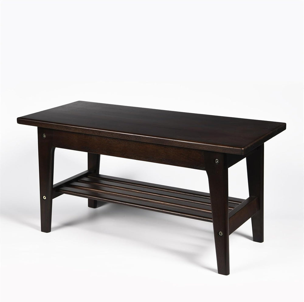 CONSDAN Wood Shoe Bench Rack, USA Grown Hickory, Entryway Bench with Shoe Sto...