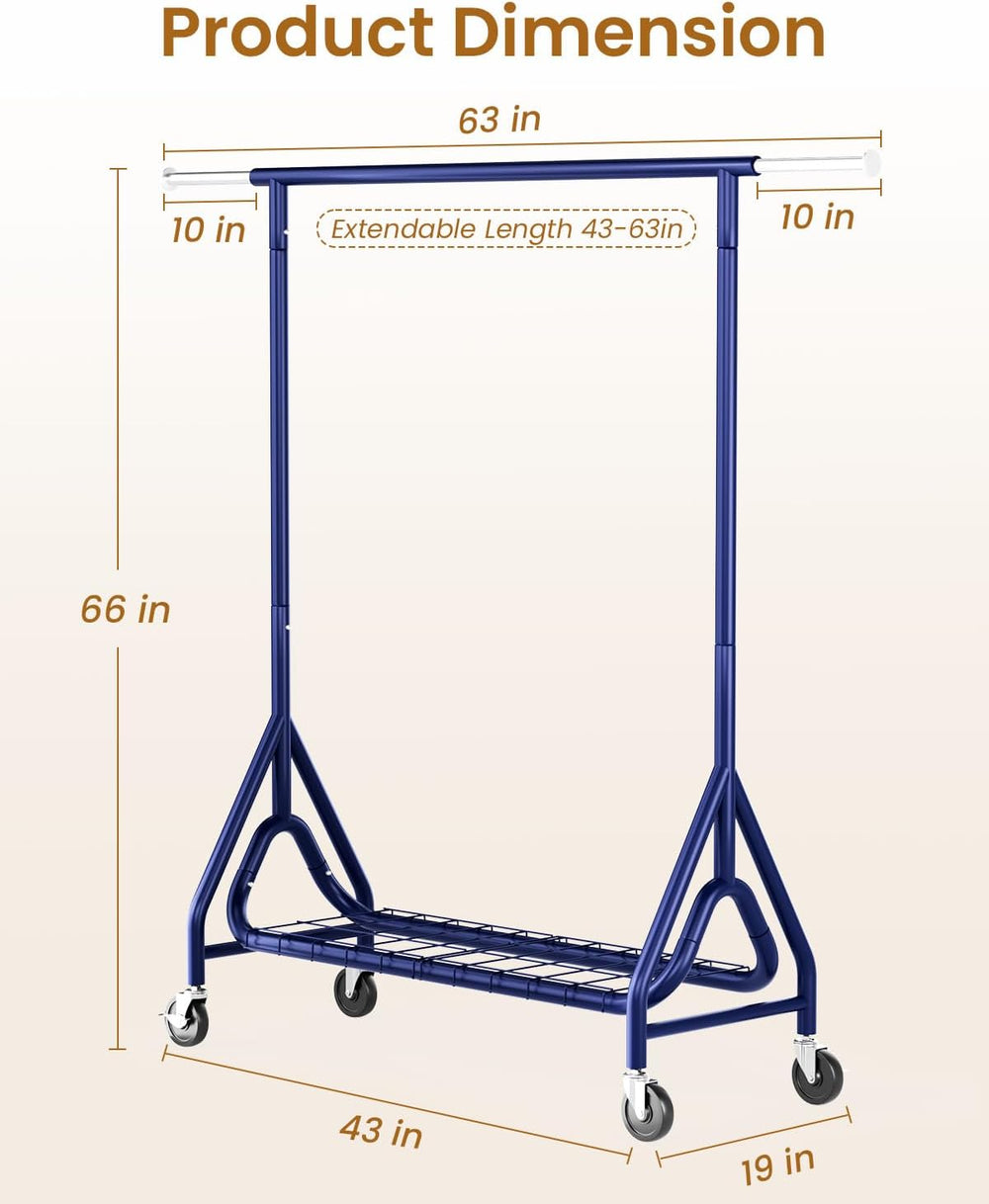 Heavy Duty Clothing Rack, Metal Clothes Rack Load 450 LBS, Rolling Coat Racks...