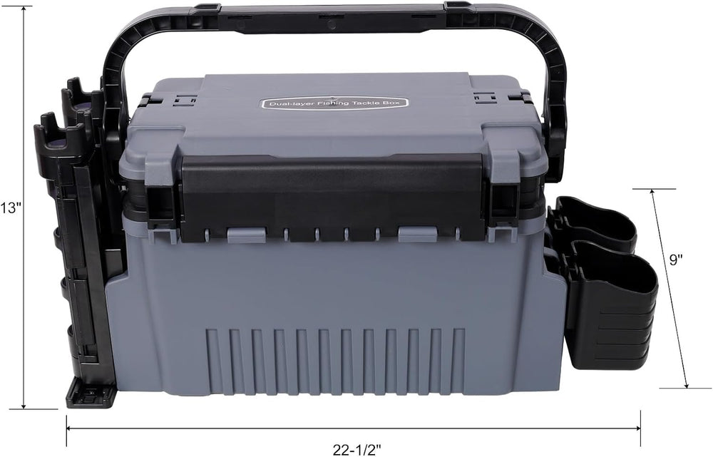 Dual-layer Fishing Tackle Box, Portable Tackle Storage Box Organizer with 2 R...