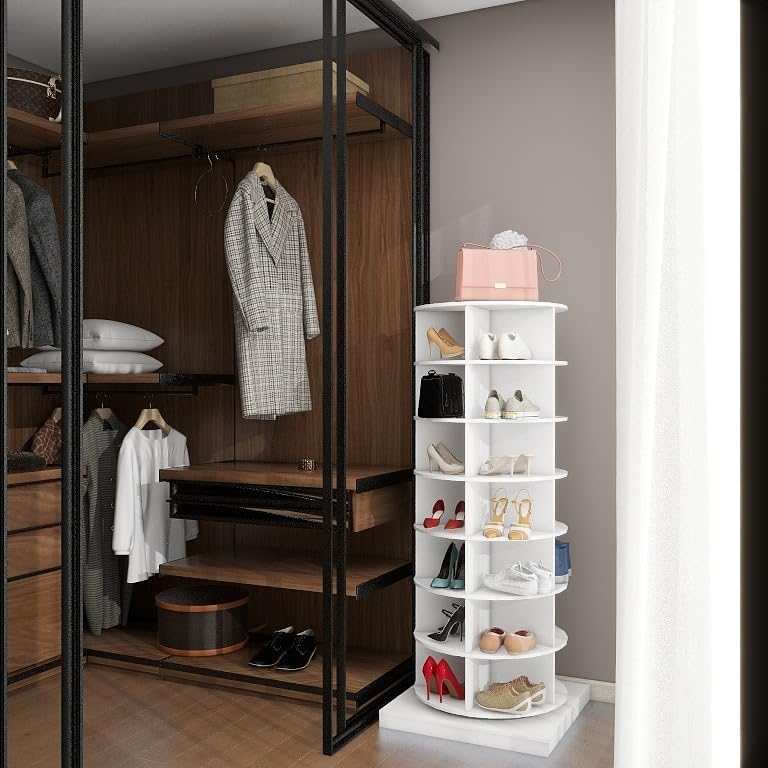 HomVent Rotating Shoe Rack, 7-Tier Spinning Shoe Rack Tower
