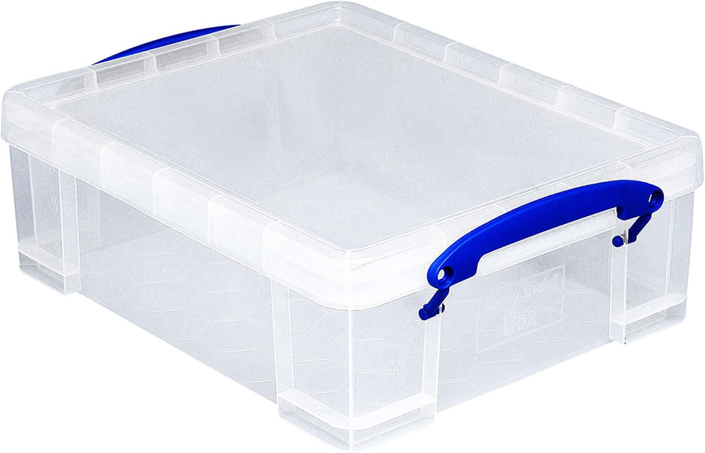Really Useful Box 4 Pack Storage Bins, Clear Plastic Stackable Organizing Tot...